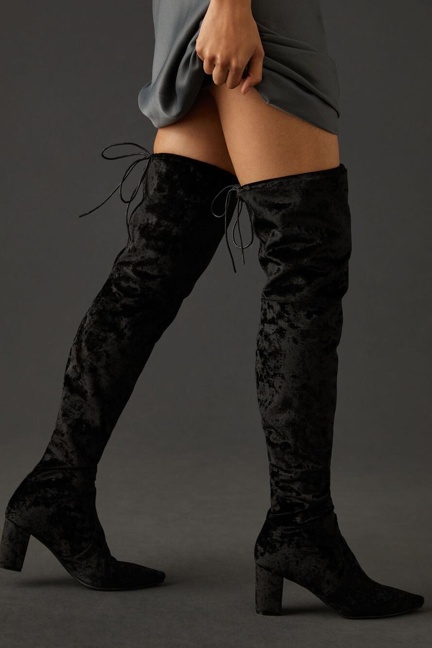 NWT Silent D Over-The-Knee Black Velvet Boots - 37EU (7 US)